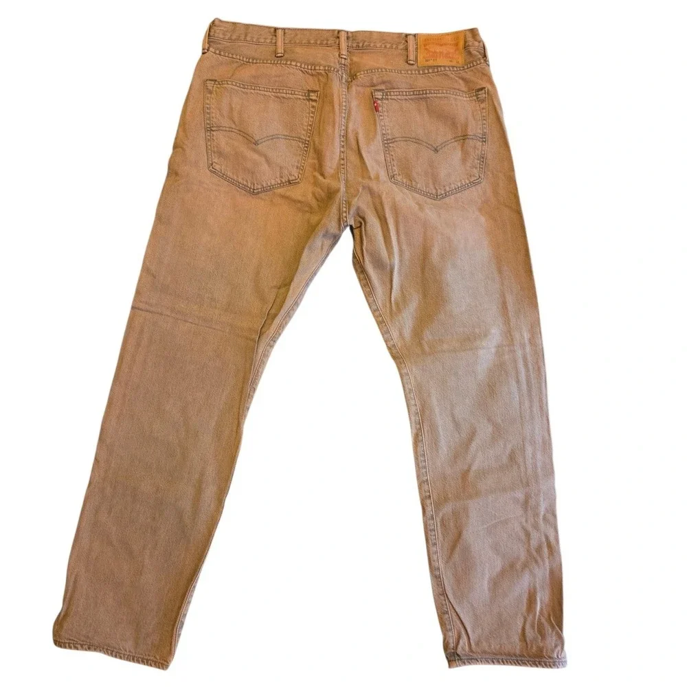 Levis 501 CT Mens Beige Tapered Leg Button Fly Denim Jeans 40x32 Sun Faded